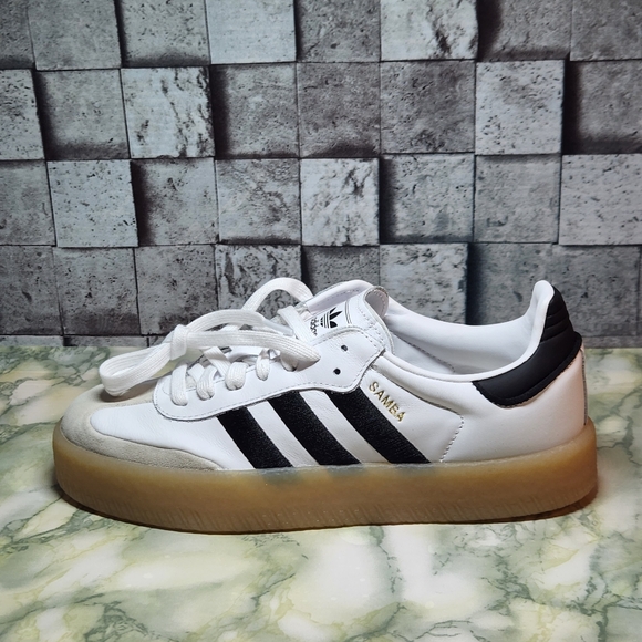 Adidas samba Original Leather Shoes..Size 8 White Black Gum - Picture 3 of 10